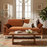 Asgard 75.5" Modern Farmhouse Sofa, Burnt Orange Performance Velvet
