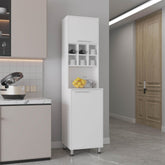 Saga 80" High Double Cabinet Kitchen Pantry , Storage Cabinet, Six spice Cubbies and Four Shelves for Kitchen, Garage White