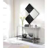 Zeus Mirrored Faux Marble & Chrome Console Table