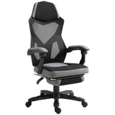 Home Office Chair Adjustable Height Recliner with Retractable Footrest, Mesh Back - Grey