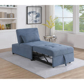 Contemporary Blue Gray Sleeper Sofa Chair Pillow Plush Tufted Seat 1pc Convertible Sofa Chair Sherpa Fabric Couch