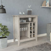Halo Bar Cabinet, One Open Shelf, Six Built-in Wine Rack, One Drawer -Light Gray