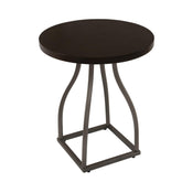 Apollo Accent Table, 20 Inch Round Wood Brown Top, Gray Metal Base