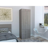 Light Gray 2-Drawer Armoire