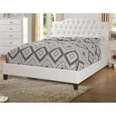 Gorgeous Off-White / Beige Faux Leather Queen Size Bed 1pc Bedframe Modern Tufted Upholstered Headboard Bedroom Furniture