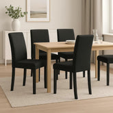 Pandora Dining Chair Set of 4, Black Wood Frame, Fabric Seat and Backrest