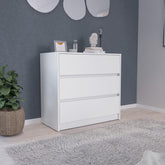 Aria Three Drawer Dresser, Pull Out Mechanism-White