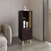 Rhea 47" High One Door Cabinet with Two Open Shelves Dark Wengue - Light Oak