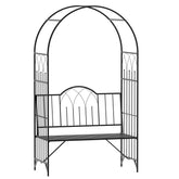 Metal Trellis Arbor Arch for Climbing Plants with Garden Bench, Grow Grapes, Interlacing Decorative Seating, Black
