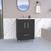Hector Single Bathroom Vanity, Double Door Cabinet, One Drawer -Black