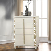 Dionysus Traditional Style Beige Wood Chest with Gold Coated LED Accents
