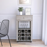 CASSANDRA E-SHOP Margh Bar Cart Drawer, Light Gray