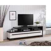 1pc Entertainment Console Modern Design Chalk Ebony Wood Finish Open Shelf Two Spacious Drawers TV Stand