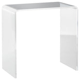 Modern Acrylic End Table, Waterfall Side Table with Rounded Edges and Storage for Small Spaces, 21" x 12" x 21", Clear