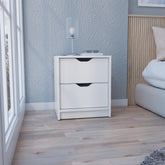 Utopia 2 Drawers Nightstand , End Table, Side Table Pull Out System -White