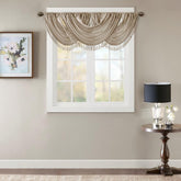 Faux Silk Waterfall Embellished Valance Champagne 38x46"