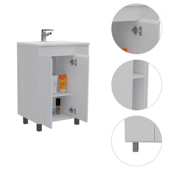 White 2-Shelf Rectangle Freestanding Vanity Cabinet