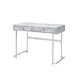 Cassandra White Printed Faux Marble Top & Chrome Finish Writing Desk