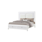Hades Modern Style Queen Bed with Upholstered Headboard and 2-Drawer Storage Footboard in White
