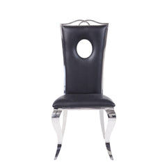 Black and Stainless Steel Side Chair with Cut-Out Back (Set of 2)