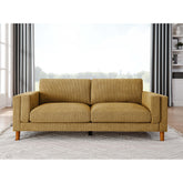 Corduroy Upholstered Square Arm Sofa with Wooden Legs