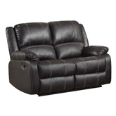 Cassandra Black Synthetic Leather Recliner Loveseat