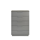 Sonata Chest – Two-Tone High-Gloss Marble & Lacquer Finish with Spacious Drawers and Metal-Finished Legs- Gray