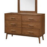 Fable 1pc Dresser Only Solid wood Nickle Bar Pulls 5-Drawers Storage Round Tapered Legs Bedroom Mid-Century Modern Style