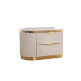 Pluto Gold Detailed Left 2-Drawer Nightstand made with Wood in White