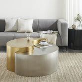 SUMMIT YANG Modern & Contemporary Style Coffee Table Made with Metal Frame in Gold & Silver