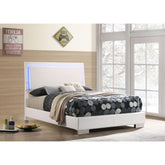 Zenith White High Gloss Wood Full LED Panel Bed
