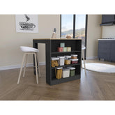 Zenith Kitchen Counter Dining Table ,Two Legs, Three Side Shelves -Black / Pine