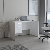Hades Modern Office Desk with Two Drawers and Side Storage, Compact Computer Workstation for Home Office or Study Room