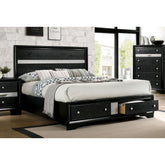 Contemporary Black Color Panel Headboard 1pc King Size Bed w Drawers Beautiful Bedroom Furniture