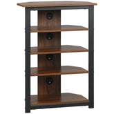 Media Stand with 4-Tier Audio Rack AV Media Corner Shelf with Cable Management for DVD Players Game Console TV Box Cable Box Xbox WiFi Router, Brown