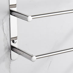 Wall-mounted 3-layer stainless steel towel rack with mirror-polished 19.6-inch bars.