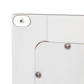 White double-door mirror wall-mounted bathroom cabinet with visible screws and frame.