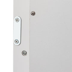 White double-door mirror wall-mounted bathroom cabinet with silver screws.