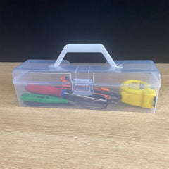 Clear plastic stackable storage box for 1500 trading cards with handle.