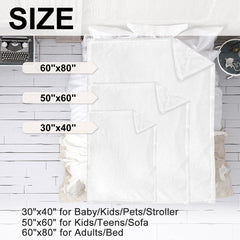 Infographic showing sizes for Bostome French Bulldog flannel throw blanket: 30x40, 50x60, and 60x80 inches.
