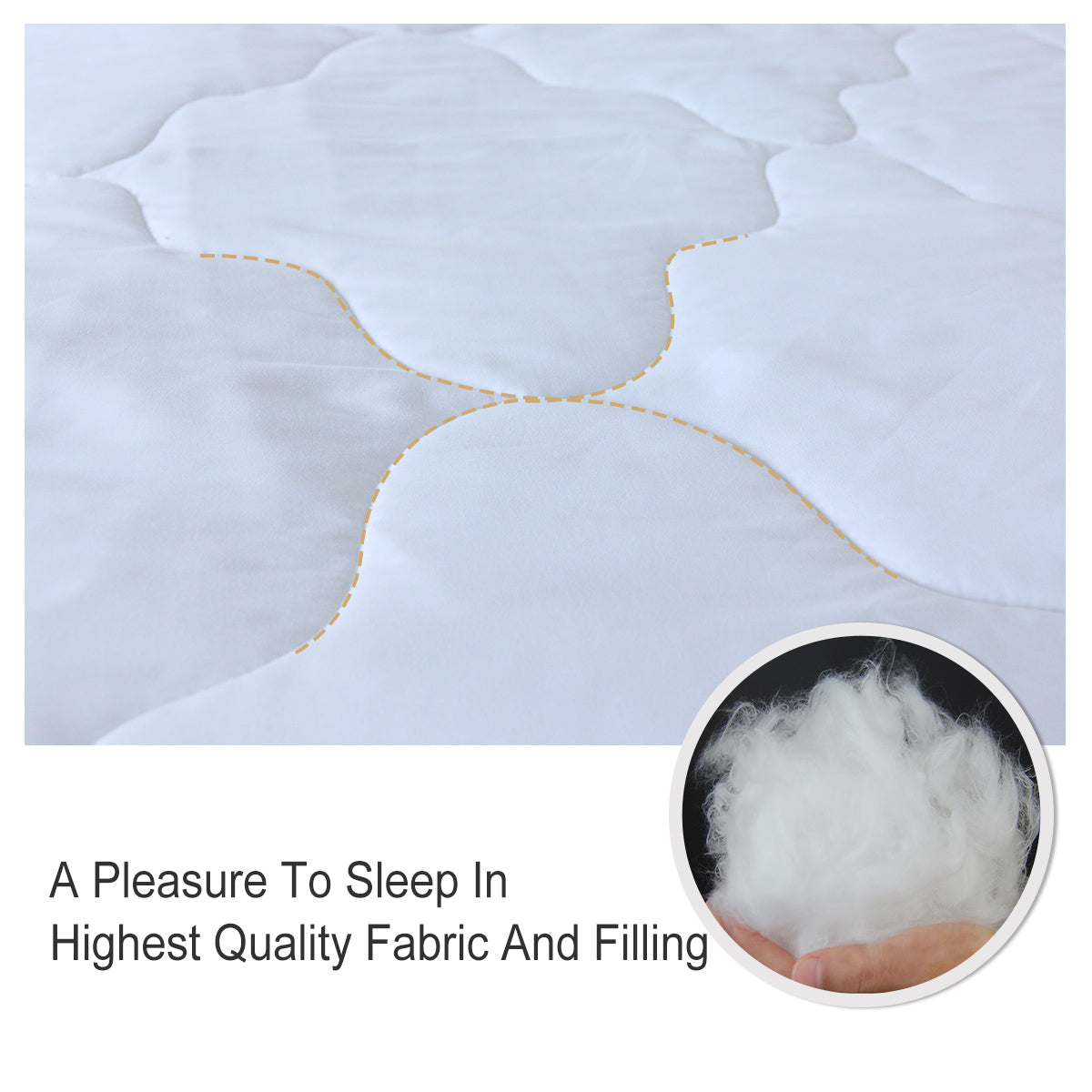 White queen comforter with black and gold geometric cube pattern, reversible, and two shams.