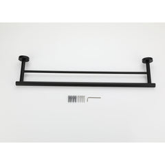 23.6-inch double towel bar in 304 stainless steel with wall mounts and hardware.