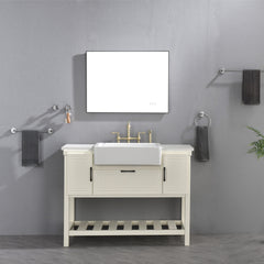 A 32x24-inch rectangular LED backlit bathroom mirror with anti-fog and dimmable features.