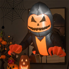 Glowing 3.3ft inflatable Halloween ghost window decoration with LED lights and claws.