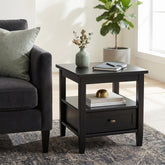 Warm Shaker Solid Wood 20 inch Wide Transitional End Table in Black