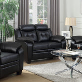 Hades Casual Black Padded Loveseat with Tufted