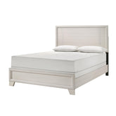 Contemporary 1pc Queen Size Panel Bed Wooden Bedroom Furniture White/Beige Finish