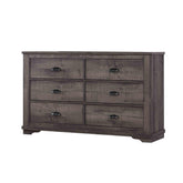 1pc Contemporary Six Drawers Dresser Bed Side Cabinet Wooden Furniture Rustic Gray Color