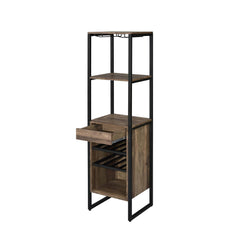 Pluto Oak and Black Wine Rack with 1 Drawer