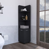 Asteroid Cabinet 62H" Tall with 3-Tier Shelf and 2-Door, Black